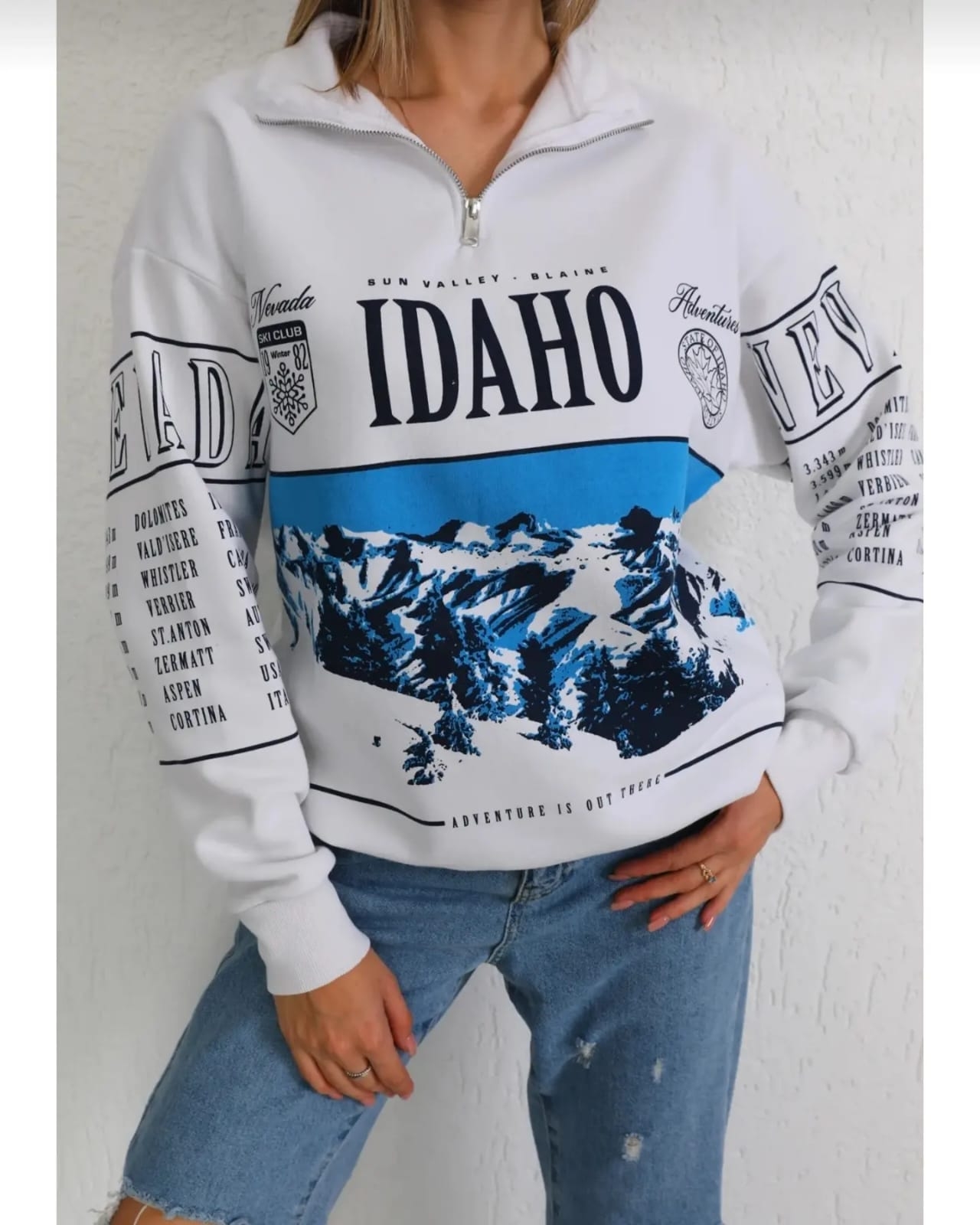 İdaho%20Baskılı%20Fermuarlı%20Yarım%20Boğaz%20Oversize%20Üç%20İp%20Sweatshirt