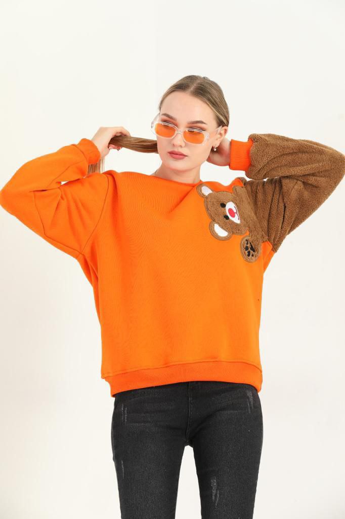 Ayıcıklı%20Peluş%20Kol%20Sweatshirt