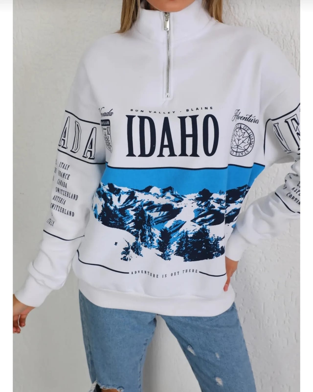 İdaho%20Baskılı%20Fermuarlı%20Yarım%20Boğaz%20Oversize%20Üç%20İp%20Sweatshirt