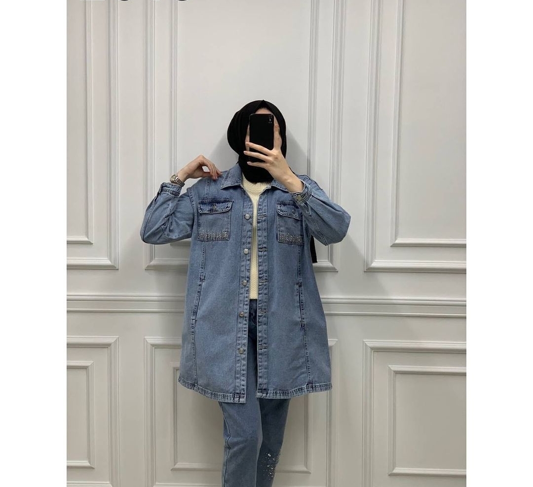 Cep%20Kapaklı%20Oversize%20Ara%20Boy%20Kot%20Denim%20Ceket